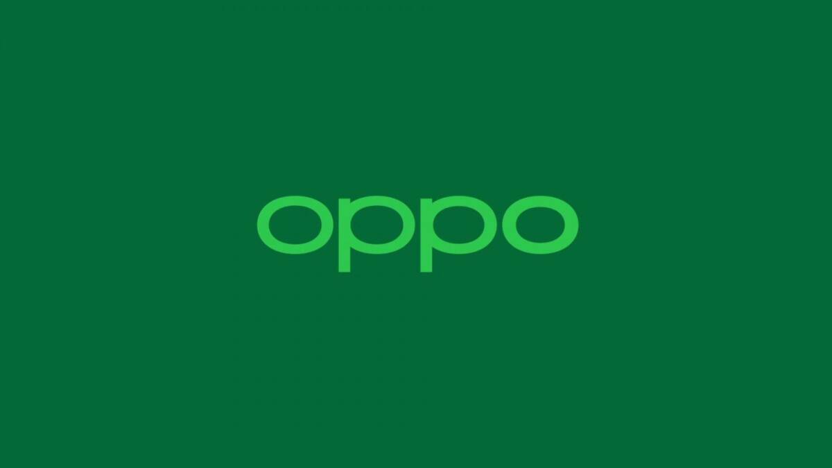 Зеленый фон с логотипом OPPO посередине