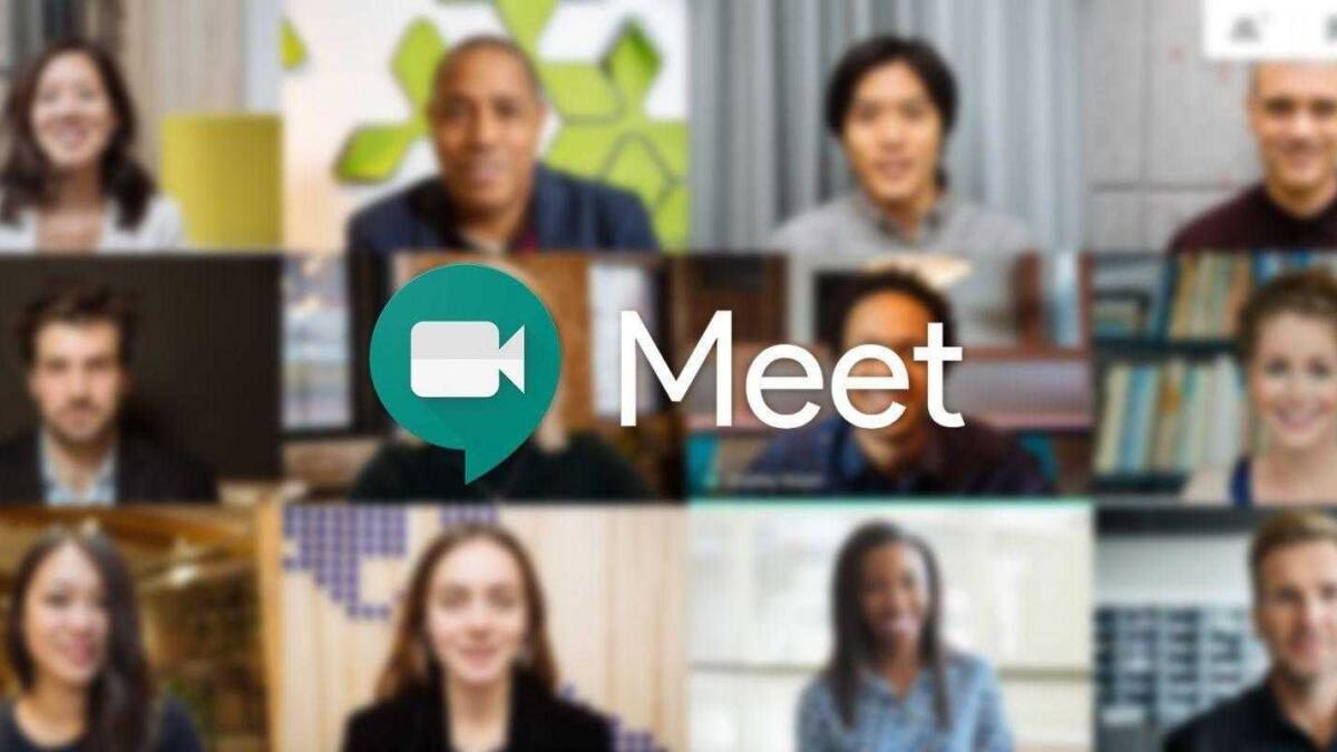 В Google Meet для Android и iOS появилась функция шумоподавления 5 Экран видеоконференции Google Meet с участниками и логотипом
