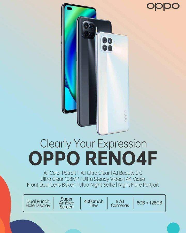OPPO анонсировала смартфон OPPO Reno4 F. Его представят 12 октября 5 Рекламный плакат смартфона OPPO Reno4 F сзади и спереди