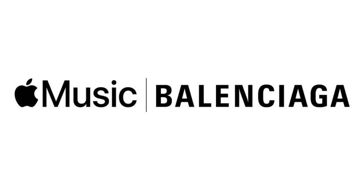 Логотип Apple Music и бренда Баленсиага на белом фоне