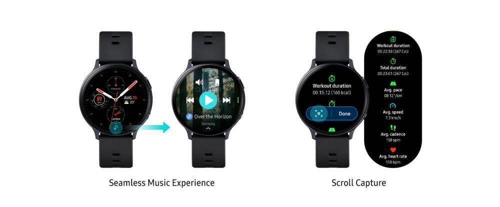 Galaxy Watch Active2 получили новые функции 9 Интерфейс Galaxy Watch Active2 с функцией прослушивания музыки