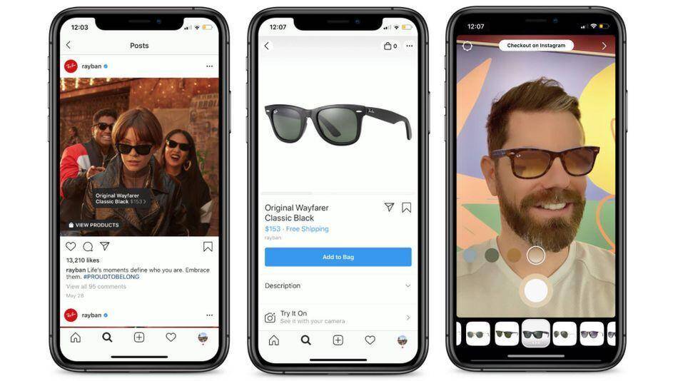 Экран смартфона с фотографией человека в очках Rayban