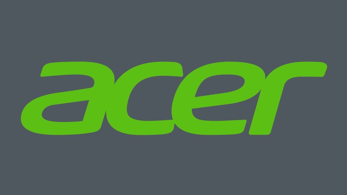 Логотип Acer Spin 7 зеленого цвета на сером фоне