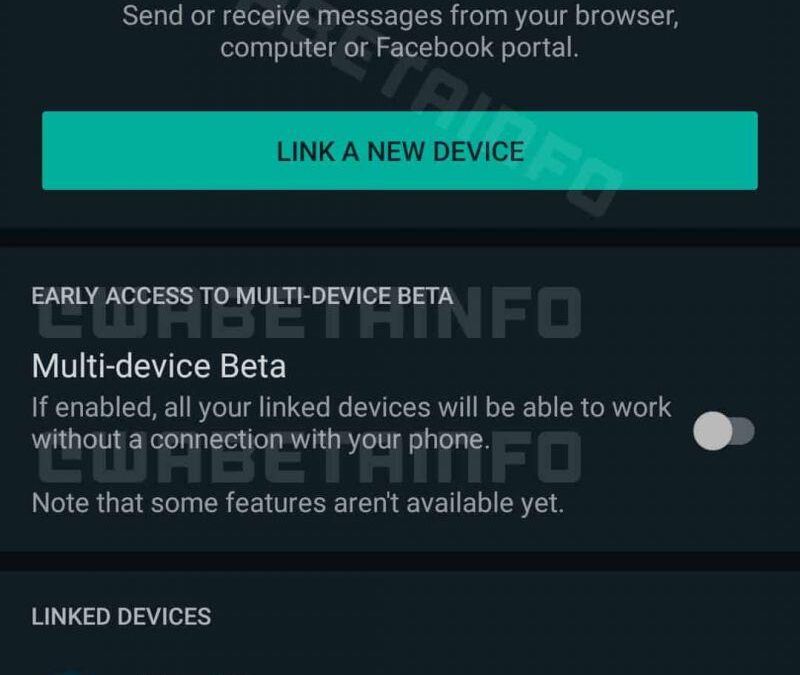 Экран с подключением устройств в приложении WhatsApp