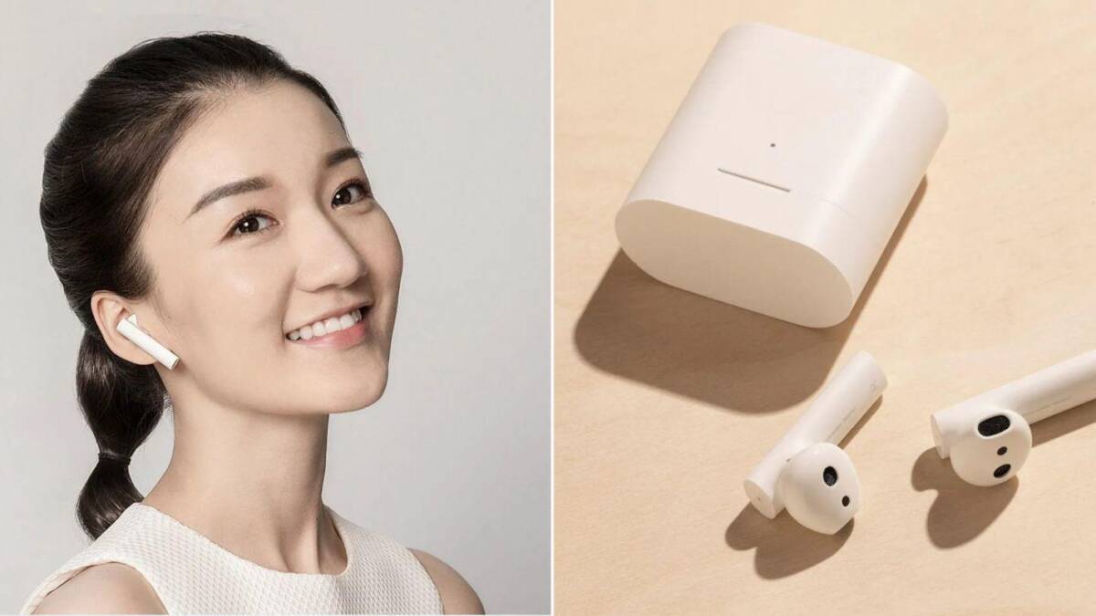 Женщина с наушниками Xiaomi Air 2 в ухе