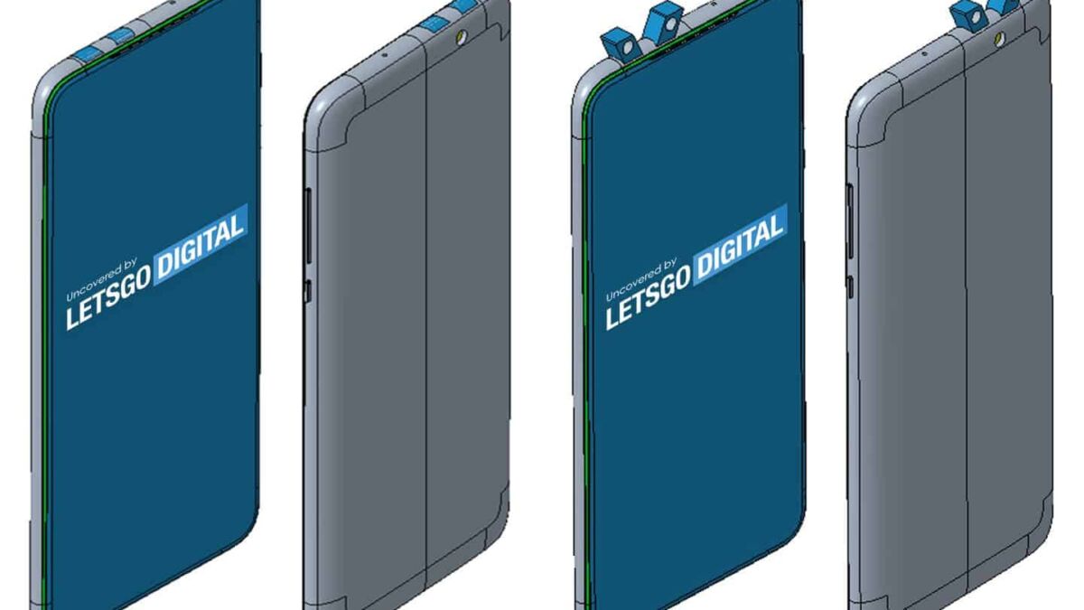 Фрагменты складного смартфона с разными углами показа