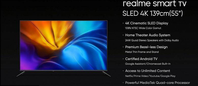 Телевизор Realme SLED 55 дюймов с дисплеем