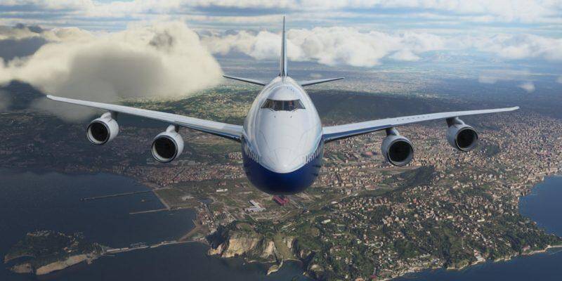 Закрытая бета-версия Microsoft Flight Simulator VR открыта для регистрации 5 Самолет Airbus летит над городом во время взлета в VR перед закрытой бета-версией Microsoft Flight Simulator VR