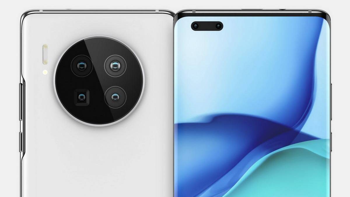 Передняя и задняя часть Huawei Mate40 с четырьмя камерами
