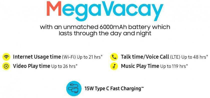 Информация о аккумуляторе MegaVacay с 6000mAh и зарядкой Type C