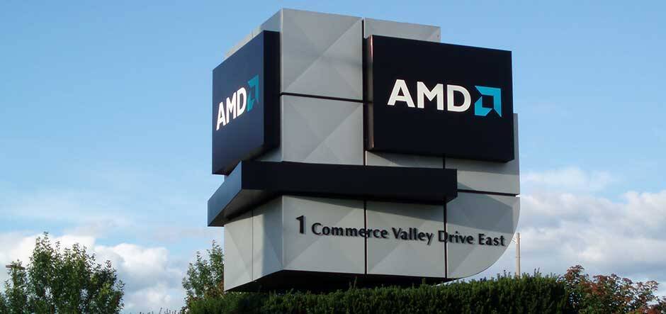 AMD купит Xilinx за 35 миллиардов долларов 3 Знак AMD для рекламной вывески на фоне неба