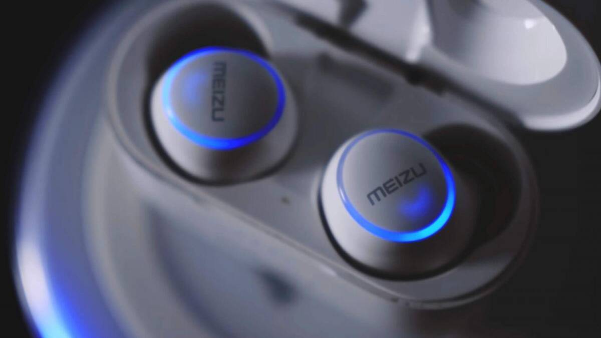 Беспроводные наушники Meizu с голубой подсветкой