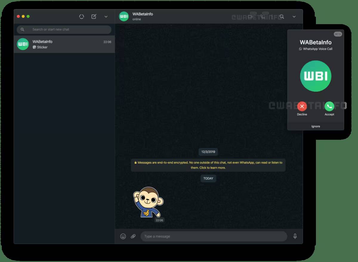 В веб-версии WhatsApp появятся видеозвонки 2 Окно входящего вызова в WhatsApp на ПК с логотипом WIBI