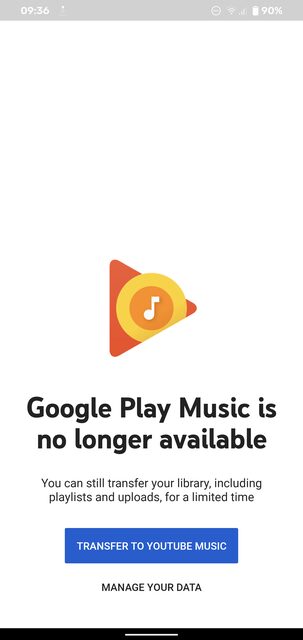 Google закрыла музыкальный сервис Play Music 7 Экран с сообщением о отсутствии Google Play Music на Huawei Mate 40
