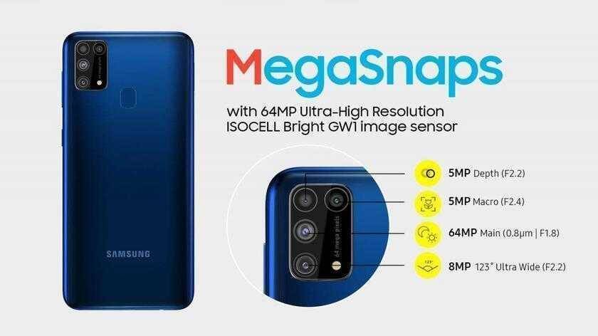 Задняя панель смартфона Samsung с четырьмя камерами и сенсором глубины