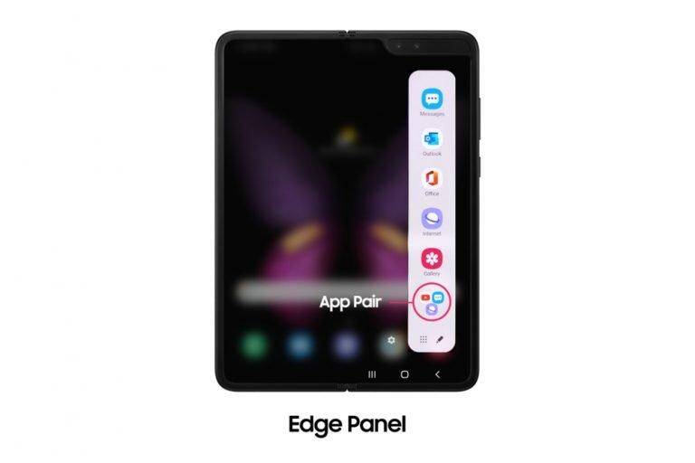 Изогнутая панель Galaxy Fold с отображением приложений