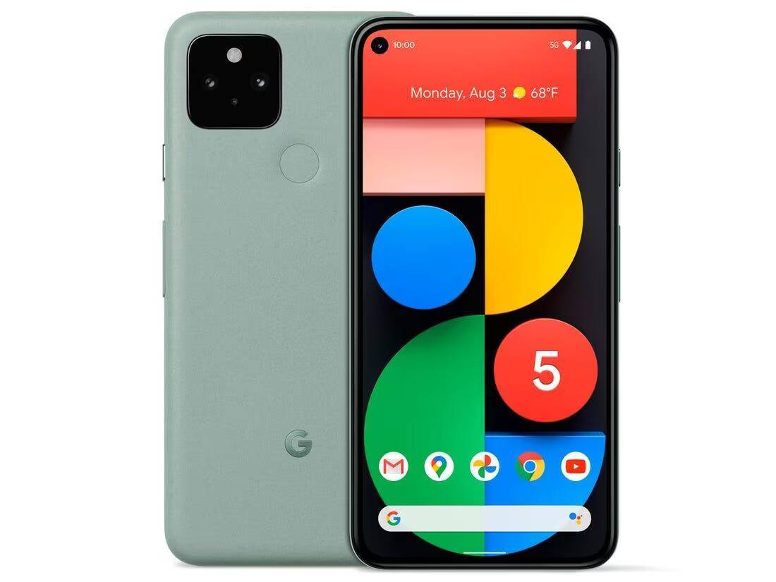 Смартфон Google Pixel 5a спереди и сзади