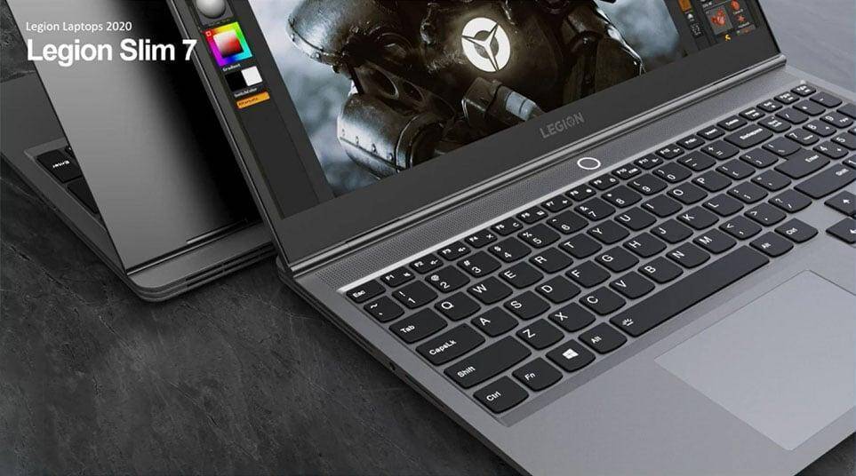 Игровой ноутбук Lenovo Legion Slim 7 с клавиатурой и экраном