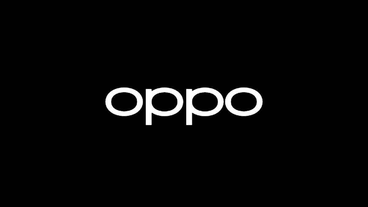 Черный фон с белой надписью OPPO на экране