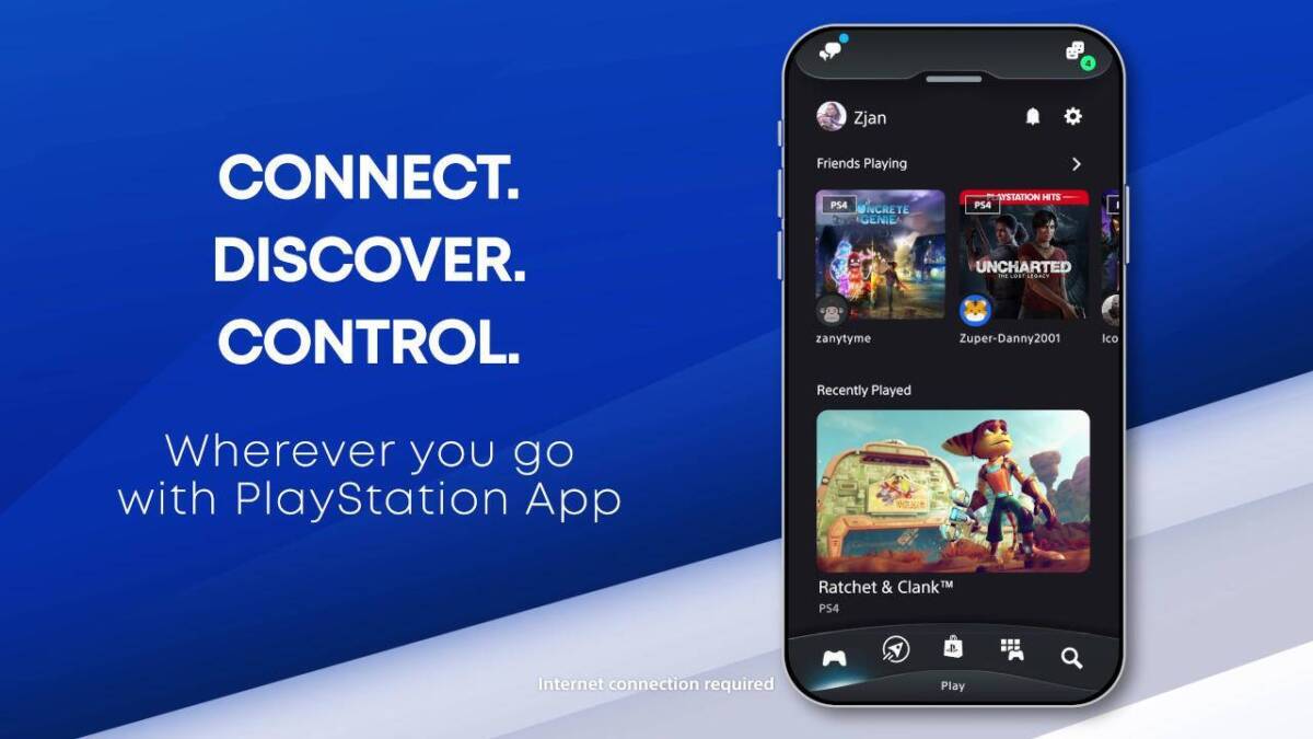 Скриншот приложения PlayStation на смартфоне с интерфейсом и игрой