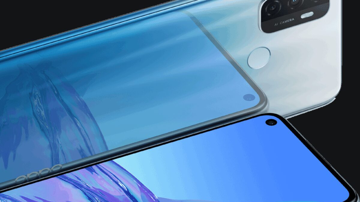 Картинка смартфона OPPO A53 с фронтальным дисплеем и задней камерой