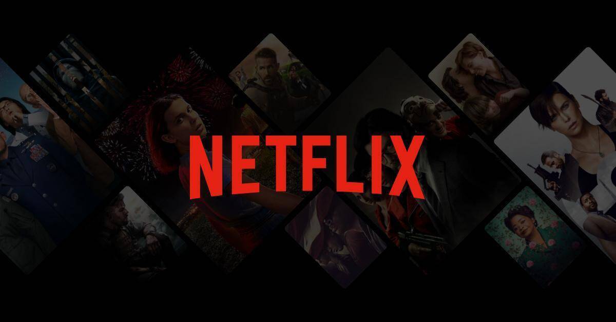 Экран телевизора с логотипом Netflix и изображениями сериалов