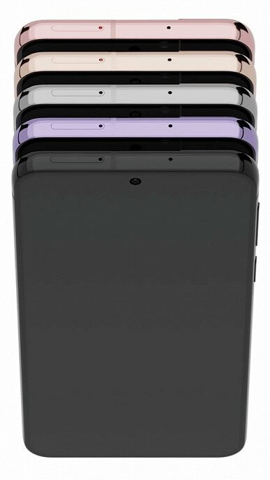 Samsung Galaxy S21 получился очень красивым. Вот все расцветки 6 Пять смартфонов Samsung Galaxy S21 разных цветов сверху