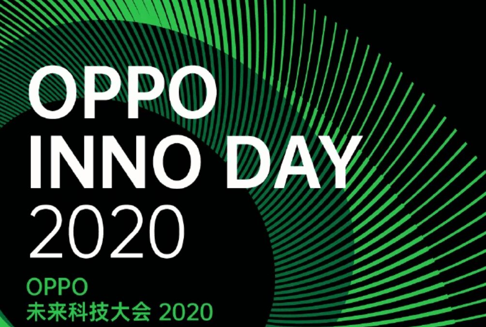 Логотип OPPO на фоне зелёных линий для INNO DAY 2020