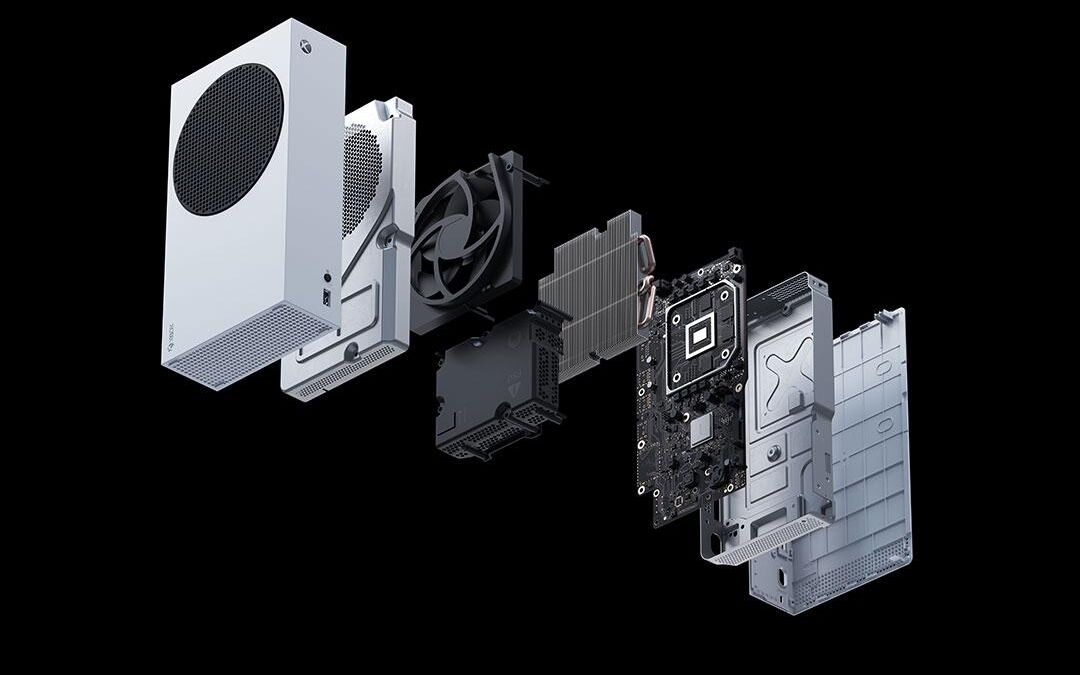 Разобранная консоль Xbox Series S с внутренними компонентами