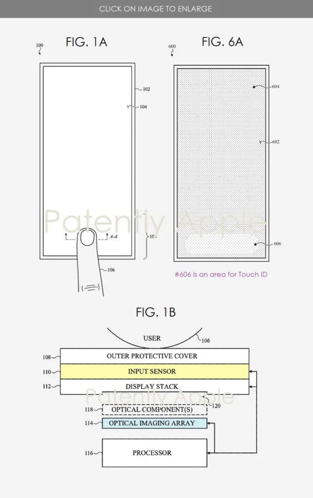 Apple получила патент на экран со встроенным сканером отпечатков пальцев 7 apple patent 2
