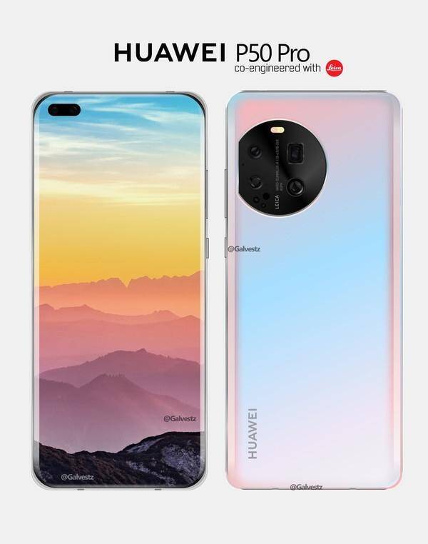Передняя и задняя часть Huawei P50 Pro с крупным модулем камер