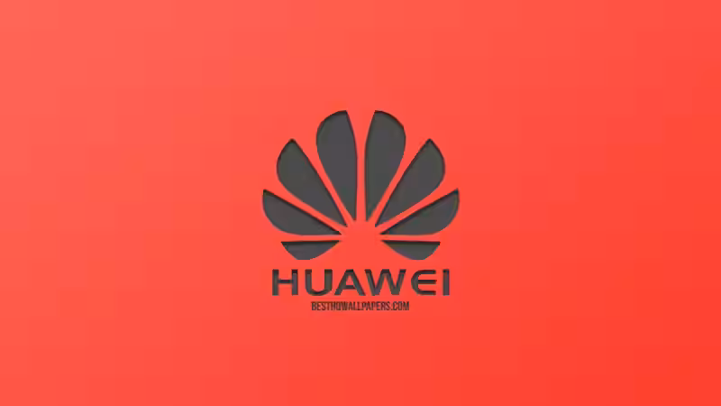 Логотип Huawei на красном фоне с текстом