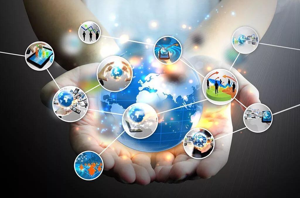 Гаджет с виртуальной глобусной картой и иконками устройств