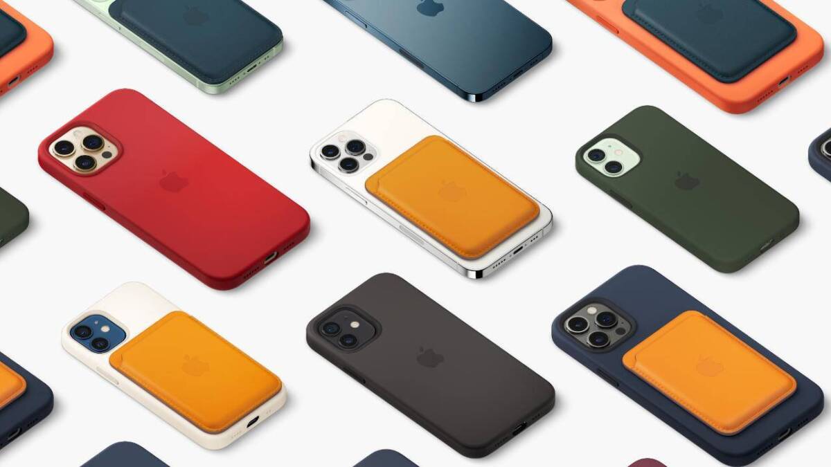 Мультицветные iPhone 12 с чехлами MagSafe и аккумуляторами