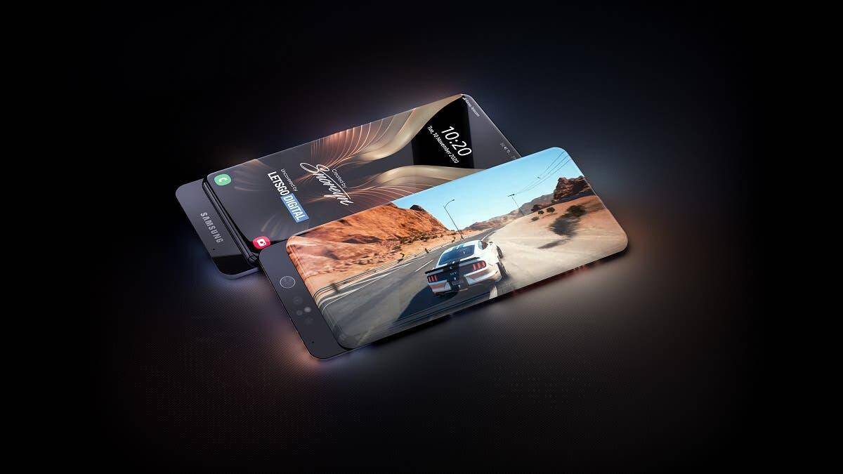 Samsung готовит смартфон наподобие Xiaomi Mi Mix Alpha 5 Дисплей смартфона с изображением дороги и машины внутри Google Фото