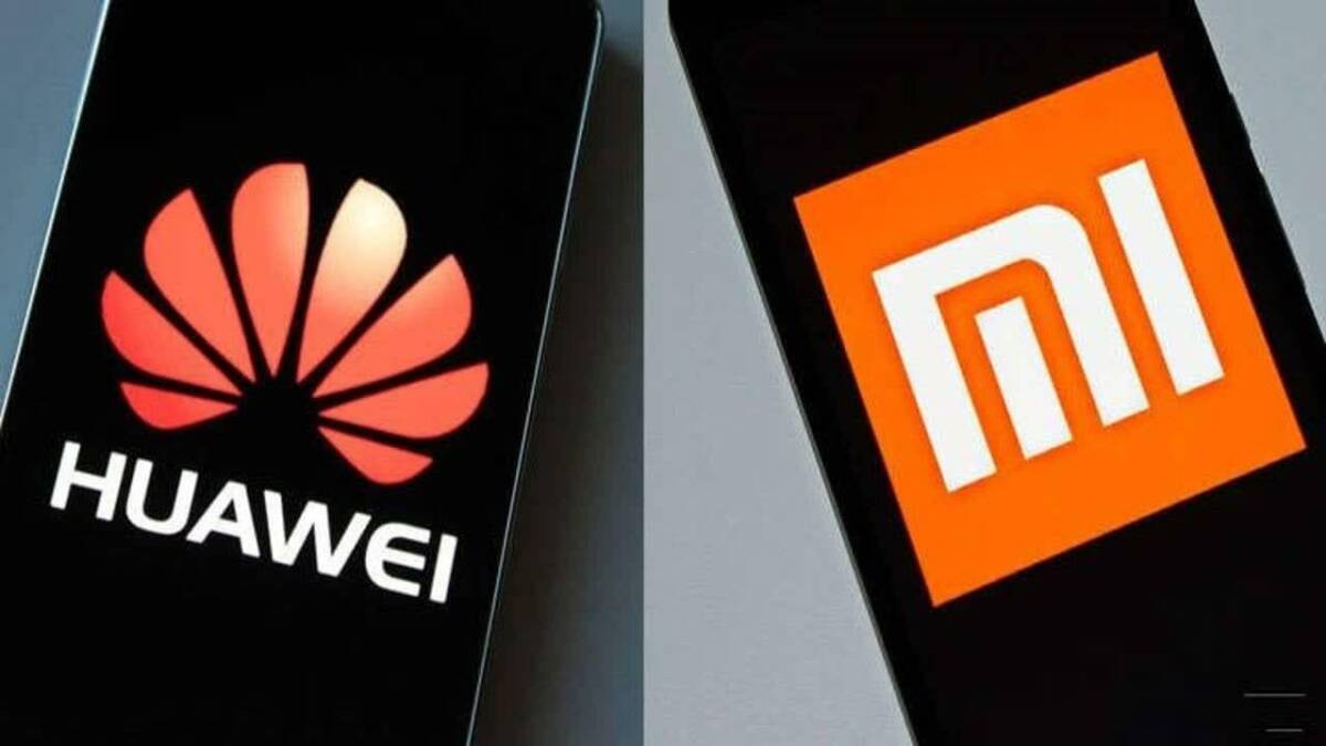 Смартфоны Huawei и Xiaomi показывают логотипы на экранах