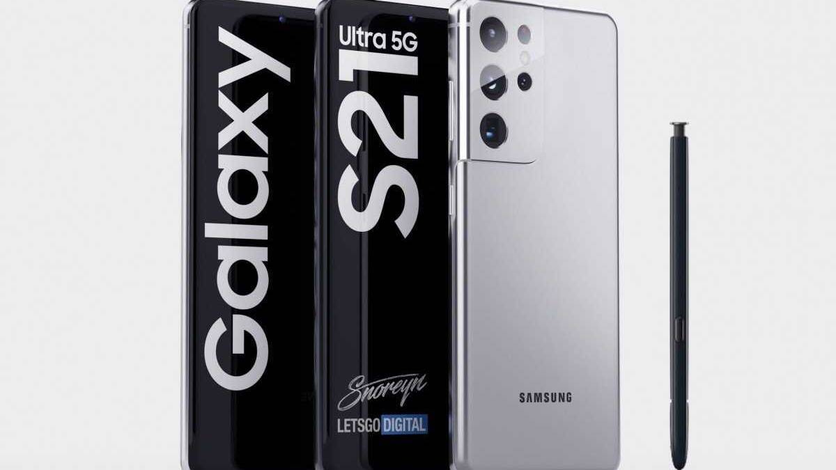Смартфон Samsung Galaxy S21 с пером для стилуса и кабелем