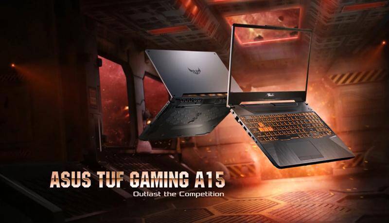 Игровой ноутбук ASUS TUF Gaming A15 с подсветкой клавиатуры и открытым экраном