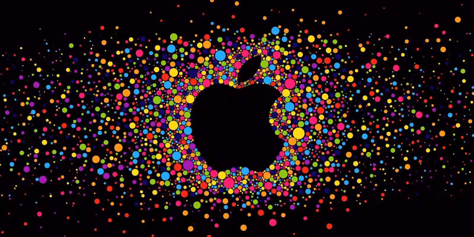 Colorful circles Apple logo black background 2560x1440