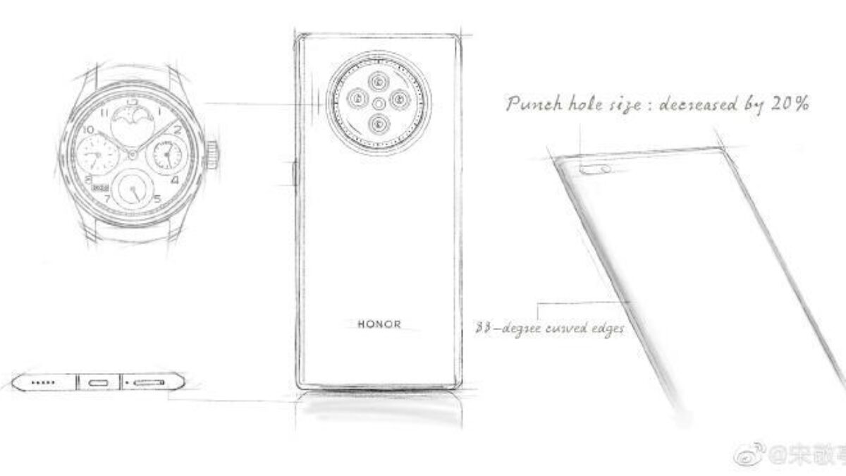 Эскиз камеры Honor V40 с круглой модульной начинкой и уменьшением отверстия на 20 процентов