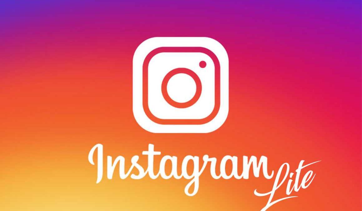 Логотип Instagram Lite на ярком градиентном фоне в стиле Facebook