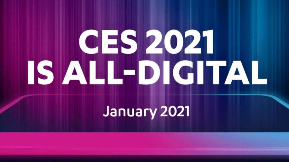 Цветной экран на стенде Microsoft с надписью CES 2021 и датой январь 2021