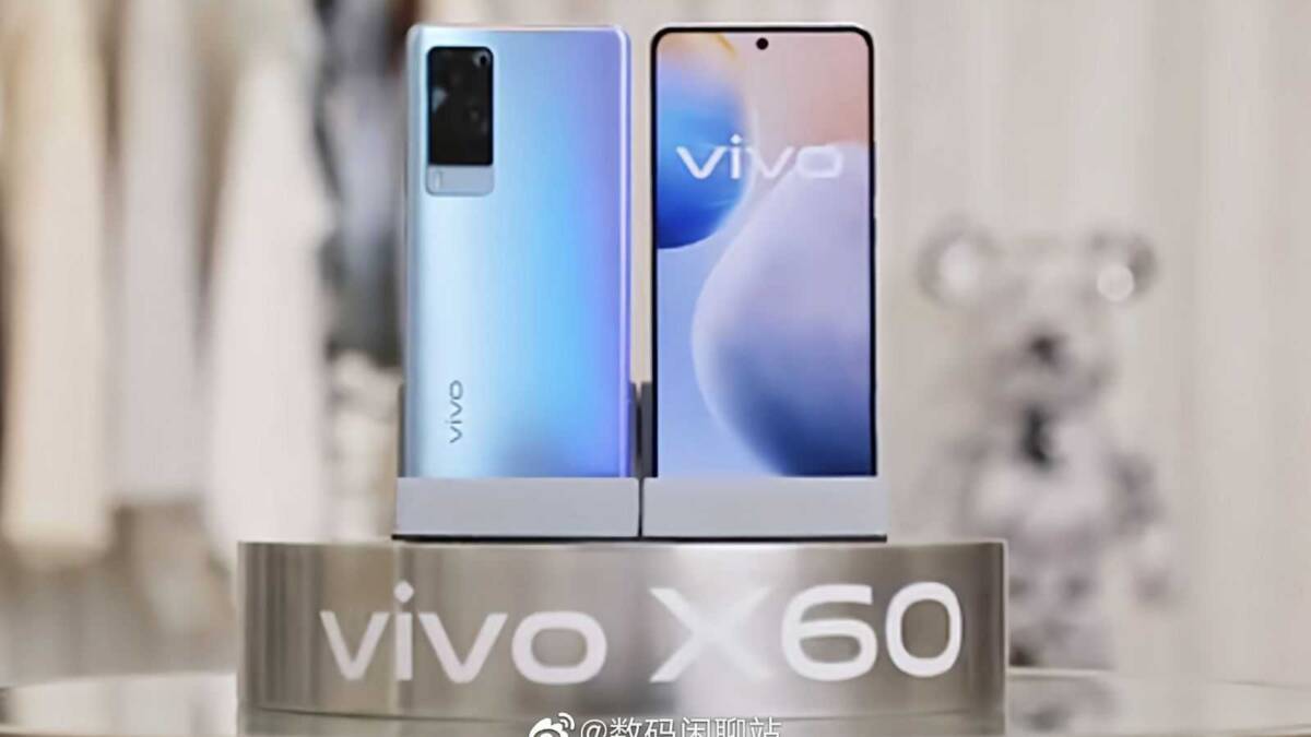 Vivo X60 в голубом цвете сзади и спереди