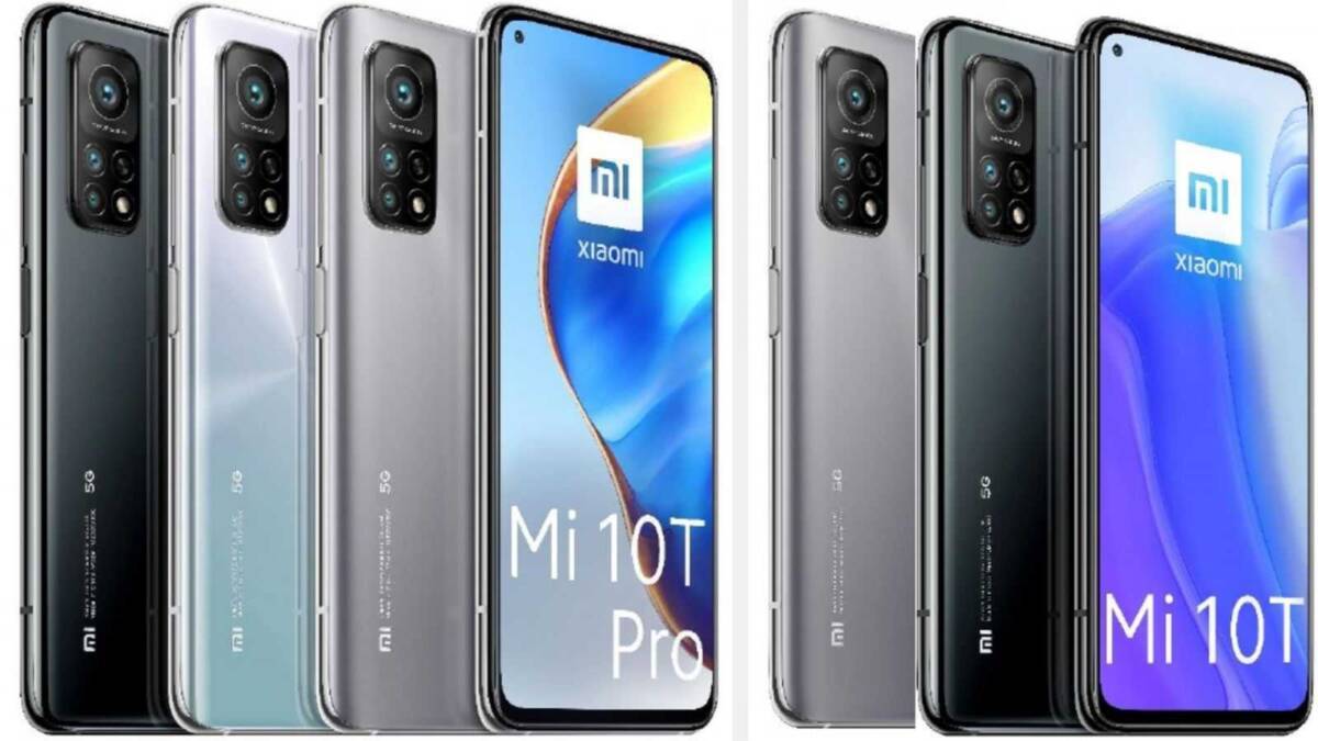 Рендеры смартфонов Xiaomi Mi 10T и Mi 10T Pro сзади и спереди