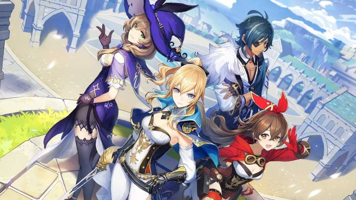 Лучшие приложения 2020 года для iOS и Android 8 Герои Genshin Impact на фоне архитектуры из игры
