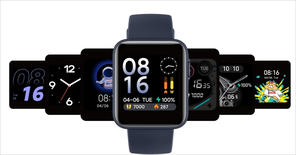 Умные часы Xiaomi Mi Watch Lite с дисплеем и интерфейсом время шаги и заряд батареи