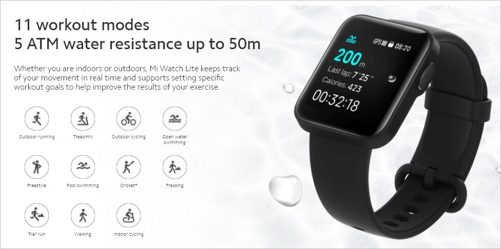 Умные часы Xiaomi Mi Watch Lite с дисплеем и сенсорной кнопкой