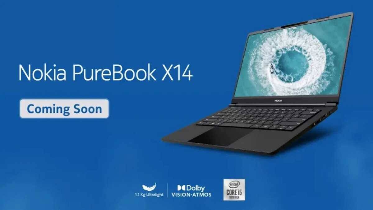 ноутбук Nokia PureBook X14 с открытым экраном и клавиатурой