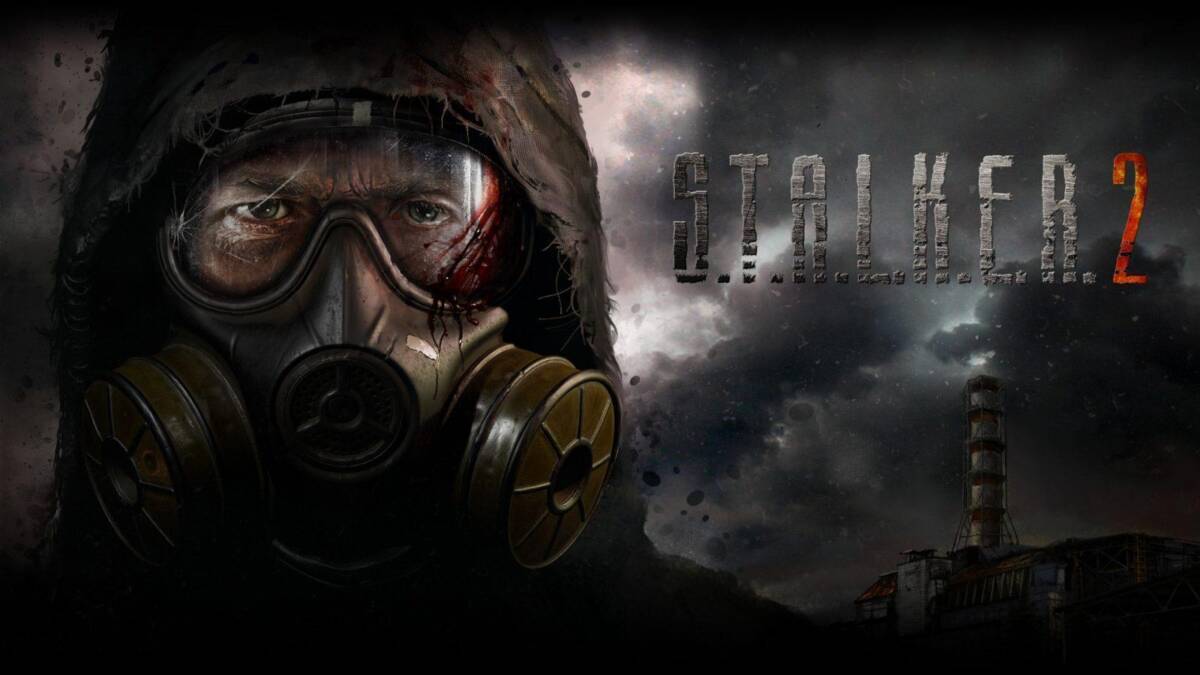 Обложка S.T.A.L.K.E.R. 2: персонаж в защитной маске и тяжелом костюме на фоне индустриальных сооружений