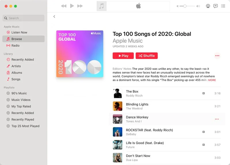 Apple опубликовала рейтинг песен 2020 года из Apple Music 4 top 100 apple music songs